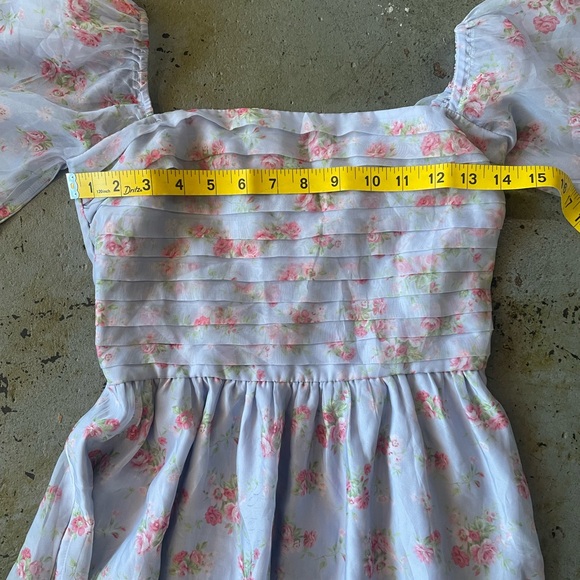 Abercrombie & Fitch Emerson Angel Sleeve Blue and Pink Midi Dress Size XS - Picture 6 of 10